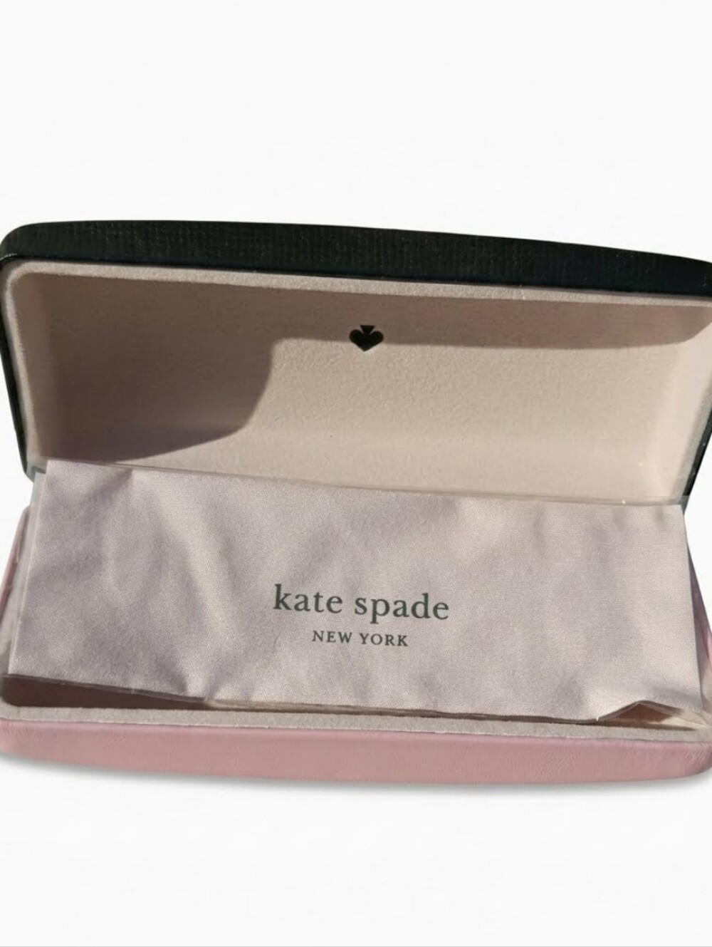 Kate Spade Pink& Dark Green Hardshell Eye Glass Case W/ New Cleaning Cloth
